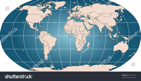 World Vector Map Countries Graticule Robinson Stock Vector