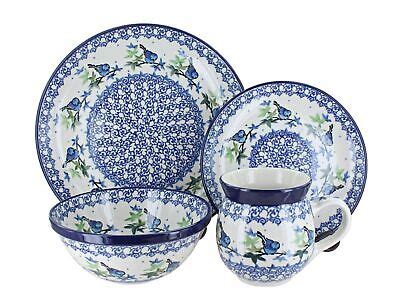 Blue Rose Polish Pottery Mockingbird 16 Piece Dinner Set EBay