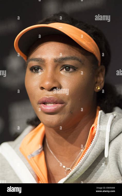 Serena Williams Attends A Press Conference At The Magic Box During The