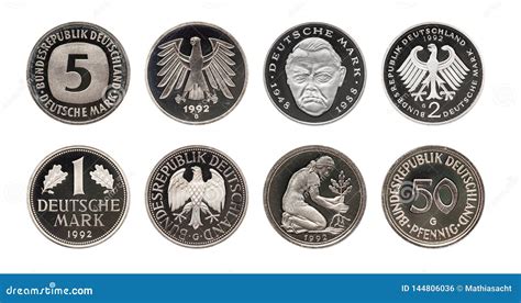 Germany German Mark Coins Set, Isolated on White Stock Photo - Image of ...