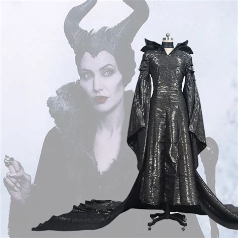 Movie Maleficent Angelina Jolie Costume Halloween Cosplay Outfit Fancy ...