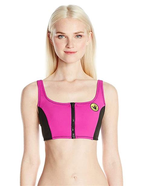 Body Glove Women S Standard You Spin Me Zip Front Scoop Neck Bikini Top