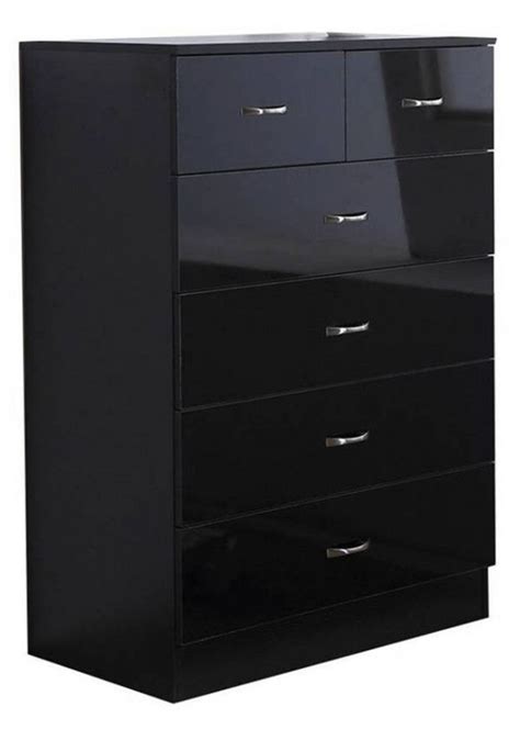 Chilton High Black Gloss Drawer Chest Of Drawers Chilton Black