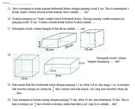 Latihan Soal Volume Bangun Ruang Kelas 5 Semester Genap Ilmu Yang Bermanfaat