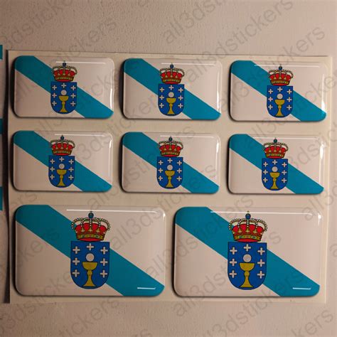 Kfz Aufkleber Galicien 3D Flagge Fahne Gedomt Epoxy Resin