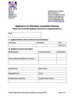 Fillable Online Nsdrc Pdf Fillable Form North Shore Disability