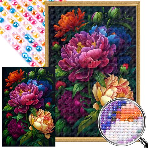 D Diy Full Round Drill Partial Ab Diamond Painting Peony Of The Night