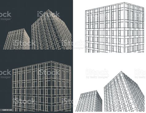 Skyscrapers Stock Illustration - Download Image Now - Blueprint, Office Building Exterior ...