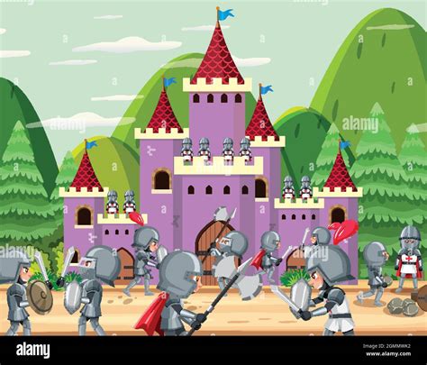 Medieval war cartoon scene illustration Stock Vector Image & Art - Alamy