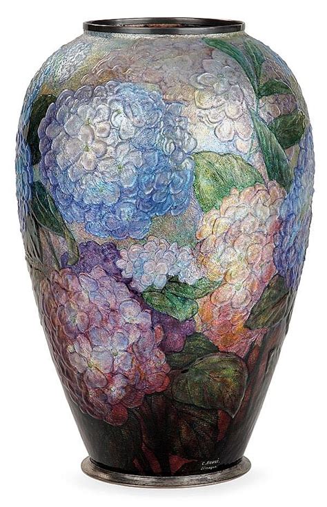 Lot Camille Faur Grand Vase Ovo De En Cuivre Maill