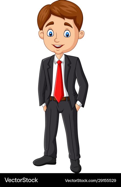 Cartoon Young Businessman Posing Royalty Free Vector Image