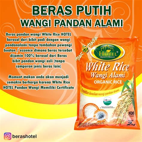 Jual Beras Putih Wangi Pandan Alami Organik Hotel Beras Organik Wangi