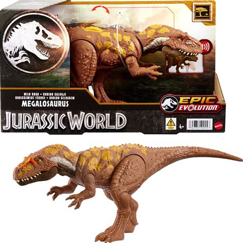 Jurassic World Wild Roar Dinosaur, Megalosaurus Action Figure Toy with ...