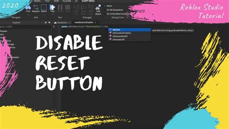 How To Disable The Reset Button Roblox Studio Youtube