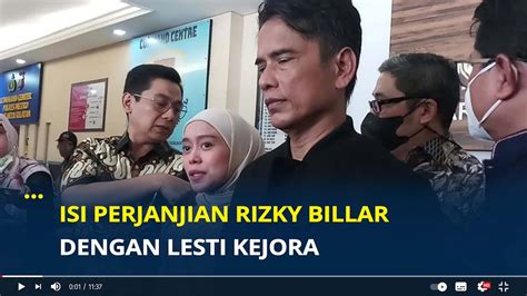 Isi Perjanjian Rizky Billar Dengan Lesti Kejora Tidak Ada Lagi Kdrt Dan