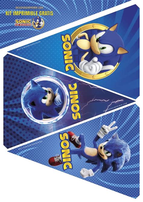 Banderines Sonic Gratis Cumpleaños de sonic Kits imprimibles para