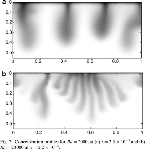 Concentration profiles for (a) Ra = 2000 at s = 1.4 Â 10 À3 and (b) Ra ...