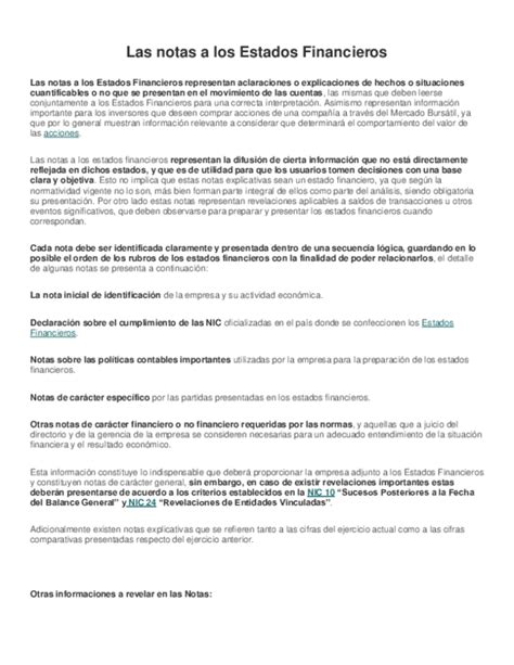 Doc Las Notas A Los Estados Financieros Kenia Ortiz Rodriguez