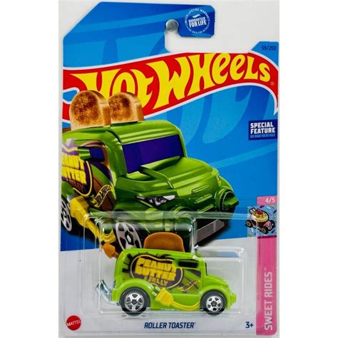 HKJ93 Машинка металлическая игрушка Hot Wheels коллекционная модель ROLLER TOASTER салатовый