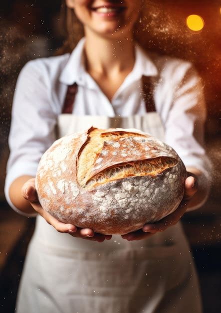 O padeiro está a fazer no forno pão de fermento fresco massa de