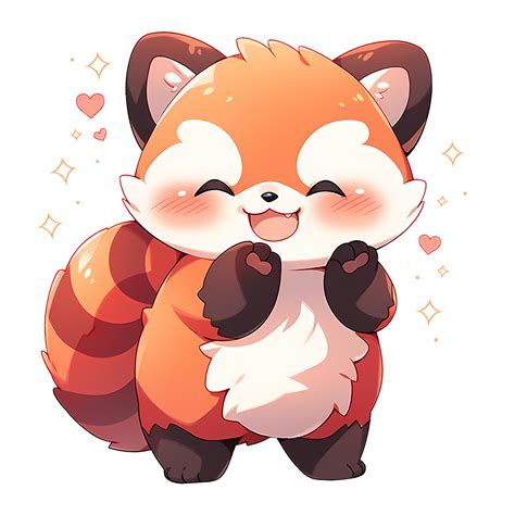 Kawaii Red Panda Clipart Illustration Ai Generative Png