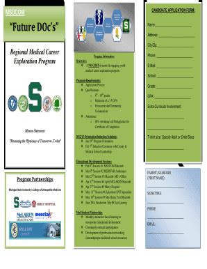 Fillable Online CANDIDATE APPLICATIONMSUCOM FORM Future DOc S Fax