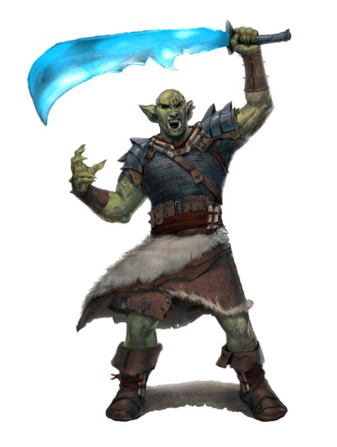 Orc Male Barbarian Or Fighter With Magic Sword Pathfinder PFRPG DND D