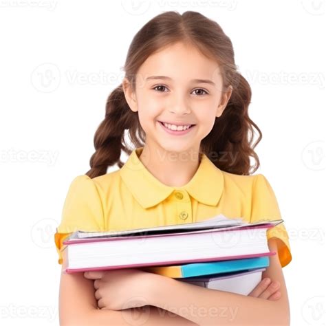 Schoolgirl With Vivid Books Isolated 27394890 Png