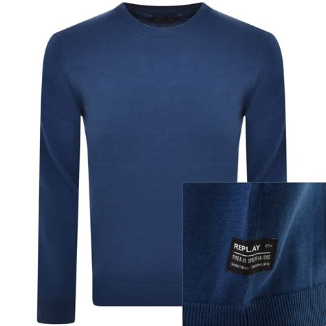 Replay Crew Neck Sweatshirt Blue Mainline Menswear