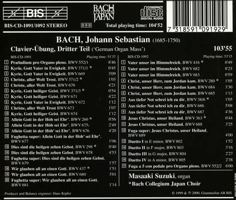 Bach Collegium Japan Choir Masaaki Suzuki J S Bach Clavier übung