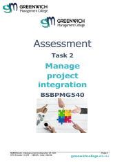 Bsbpmg Manage Project Integration Task Pdf Assessment Task