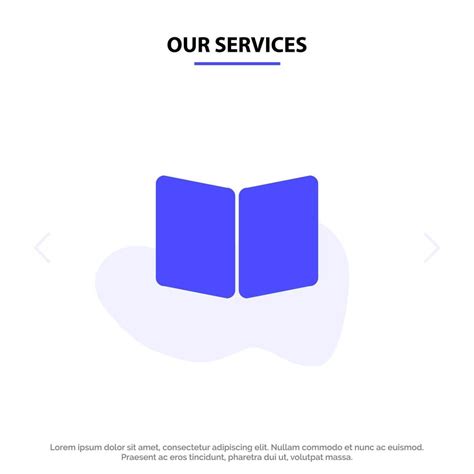 Our Services Open Book Page Layout Cover Solid Glyph Icon Web Card