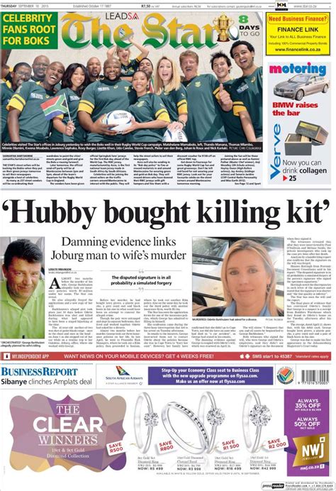 Newspaper The Star South Africa Newspapers In South Africa Thursday