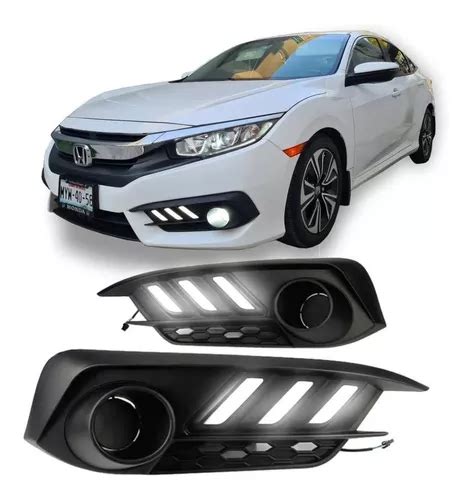 Biseles Faros Niebla Led Drl Led Honda Civic 2016 2017 2018 Envío gratis