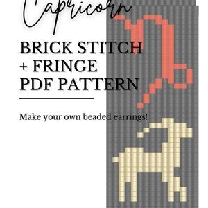 Capricorn Brick Stitch Pattern For Fringe Beaded Earrings Zodiac