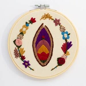 Vagina Art Yoni Wall Decor Vulva Art Gift For Midwife Flower Vagina Feminist Embroidery Hoop