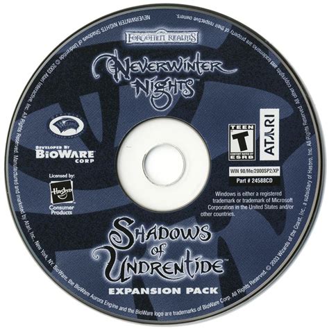 Neverwinter Nights Shadows Of Undrentide Cover Or Packaging Material