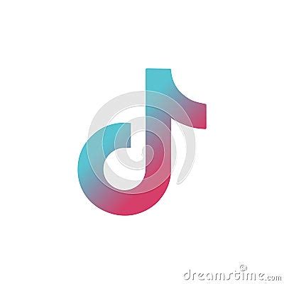 Tik Tok Icon Tricolor Vector Flat Melody Icon Isolated On White