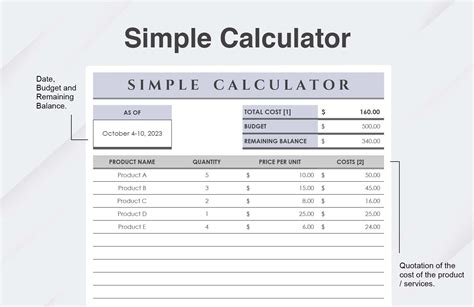 simple calculator template  excel google sheets