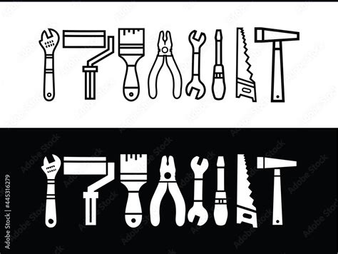 Working Tools Handyman Icon Collection Repair And Construction Tools Collection Vector Stock