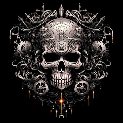 Premium AI Image | skull and steampunk elements tattoo design dark art ...