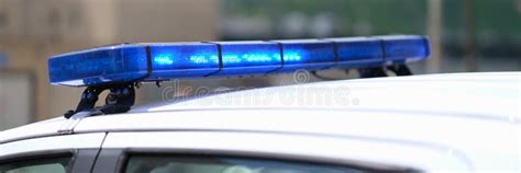 Closeup of Blue Lights on Roof of Police Car Stock Image - Image of ...