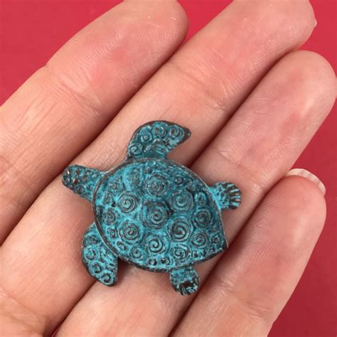 1 6 MADE IN GREECE Mykonos Green Patina Turtle Pendant Etsy