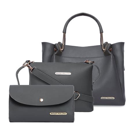 Buy Bagsy Malone Women S Tote Combo Bag Grey Online