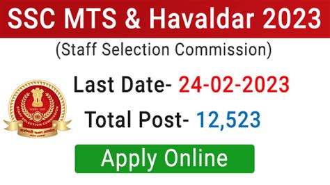 SSC MTS Havaldar Recruitment 2022 23 Apply Now Online For 11409 Posts