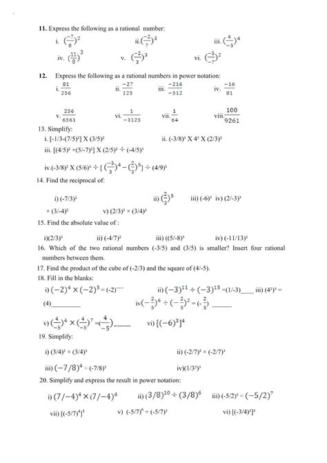 Powers And Exponents Worksheets Grade 8 Pdf