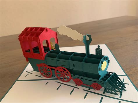 Classic Train Pop up Card (green) - Etsy