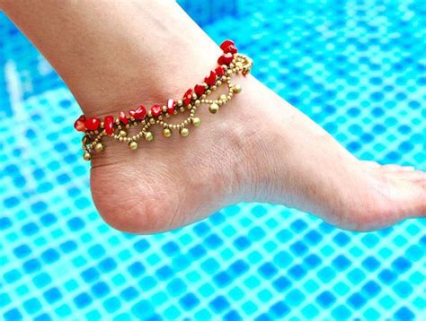 Beautiful Coral Anklet Beads Anklet Gold And Red Anklet Beaded