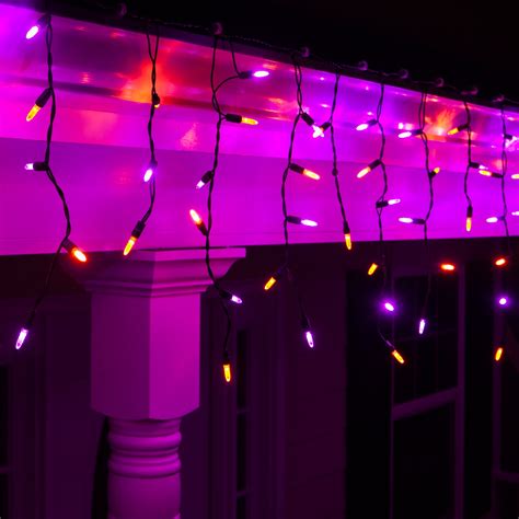 70 M5 Halloween Led Icicle Lights Purpleamber Black Wire Yard Envy