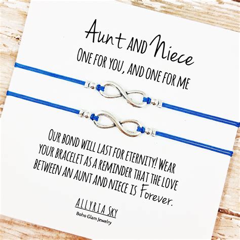 Set Of Two Charm Bracelets With Aunt And Niece Card Aunt Niece T